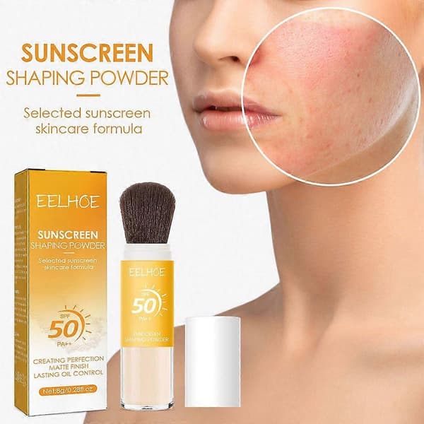 SPF50 Sminke Solkrem Setting Powder Pustende Langvarig Ansiktskomprimert Setting Powder Ansiktskosmetikk 3pcs
