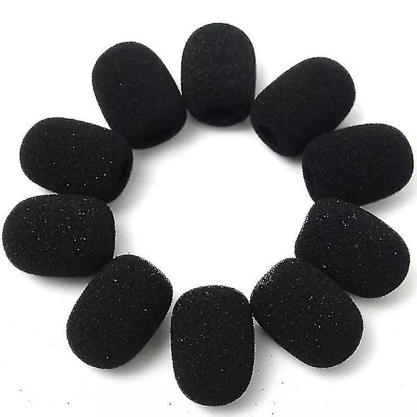 100 stk. Mikrofon Headset Vindskærm Svampe Skum Sort Mikrofon Dæksel 30mmx8mm