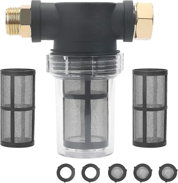 3/4\" Trädgårdsslangfilter för högtryckstvätt Sedimentfilter Vattenfilter Vattenfilter med 2 X 100