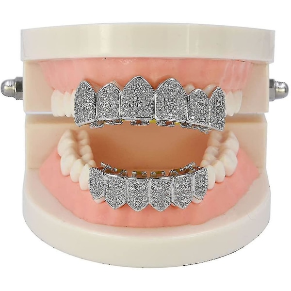 18k guldbelagt Macro Pave Cz Iced-out Grillz med ekstra mol