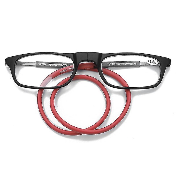 Läsglasögon Högkvalitativa Tr Magnetic Absorption Hanging Neck Funky Readers Glasögon Red 2.75 Magnification