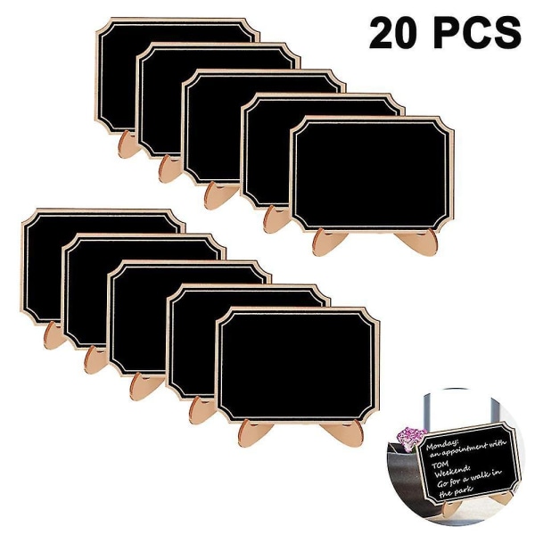 P 20 Pakke Mini-tavler Skilte med flydende kridtmarkør, små trætavleetiketter med støtte staffeli, bordkort madskilte tavler
