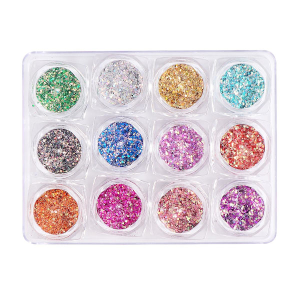 12 stk Shimmer Støvpulver Negle Sequins Negleflak
