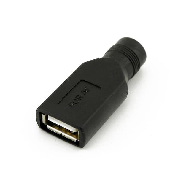 USB-hun til 5,5 mm x 2,1 mm hun DC-strømadapter-oplader-stik