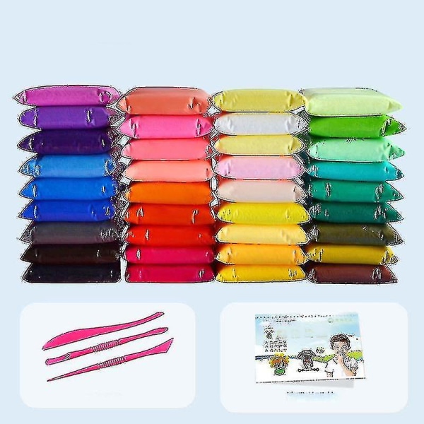 36 farger Lufttørr Ultralett myk magisk støping leire DIY Plasticine håndverksleke med flere verktøy, gave til barn