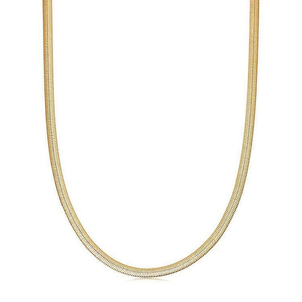 S925 Sterling Sølv Blad Flat Snake Bone Halskjede