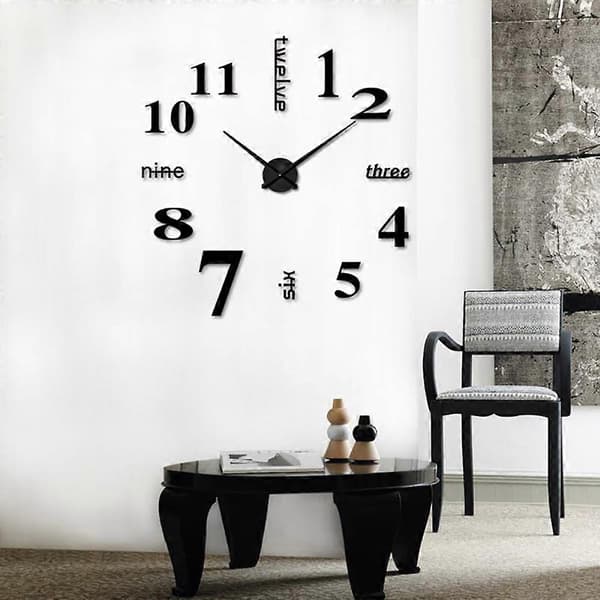 DIY Väggmonterad Klocka Modern Unik Nummerdesign Dekorativ, Silver