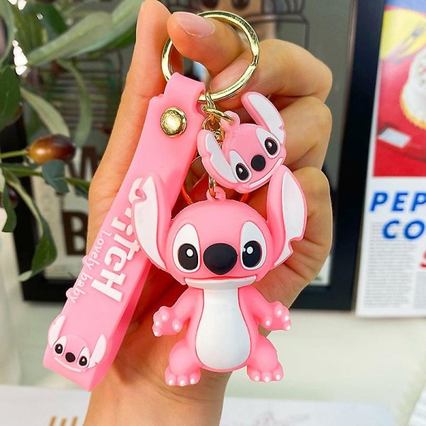 Anime Stitch Nøkkelring Søt Dukke Nøkkelring Mote Par Bag Ornament Pink