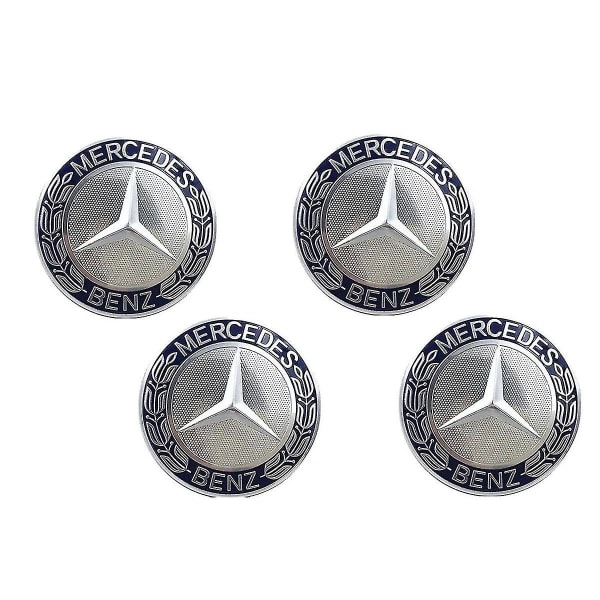 Sininen/hopea Benz Wheel Center Caps Napamerkit 75mm 4 kpl