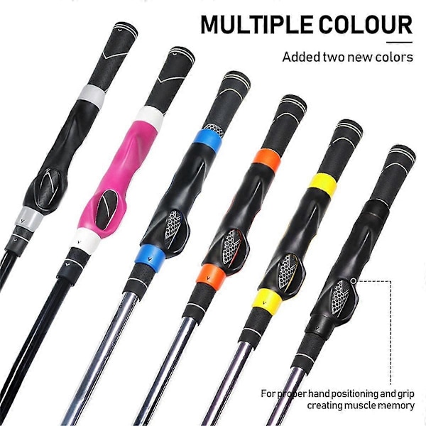 Golf Grip Træningshjælp Golfkøllehåndtag til Swing Grip Træner Venstre Højre Hånd Træningshjælp, Gul