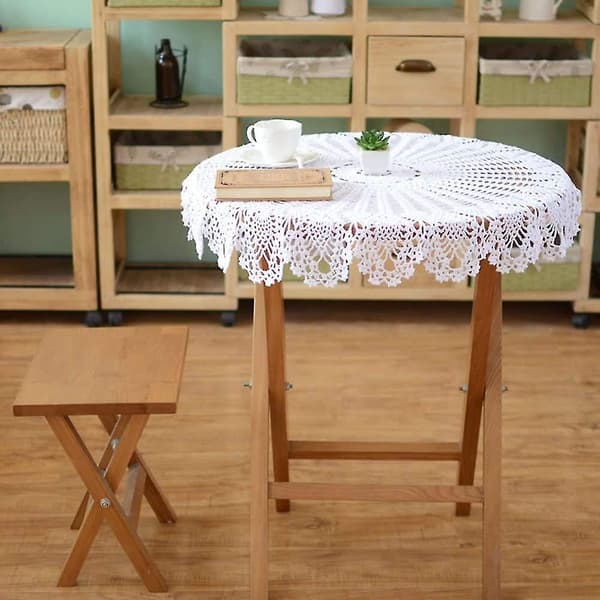 Höstkampanj, rund virkad spetsduk Vit 90 cm