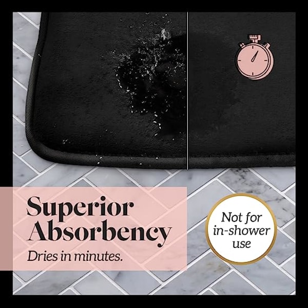 Bademåtter til badeværelse skridsikre - Sort 17\" x 24\" Memory Foam Badeværelse black