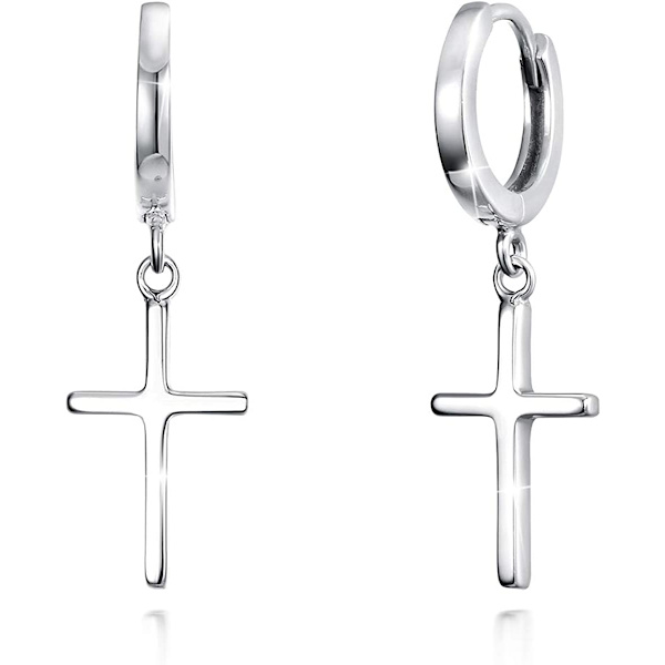Korsörhängen Korthalsband 925 Sterling Silver Julklappar till kvinnor flickor pojkar män (Silver)