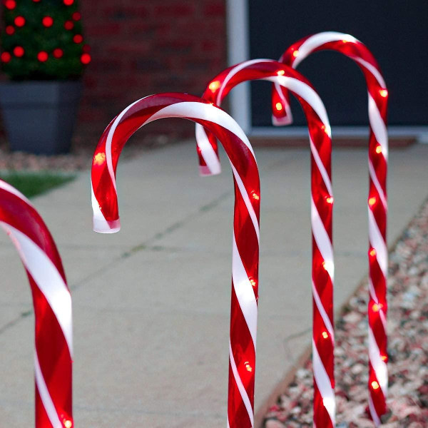 Candy Cane udendørs landskabslys, 5-pak 40 varme lysdioder oplyste julesti-strenglys