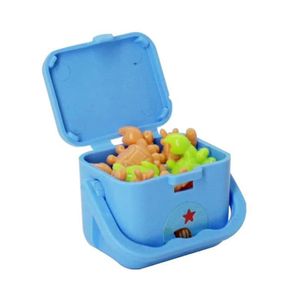 Fiskelekar, springwind-up leksaker med mini fiskenät förvaringslåda, låt oss gå spel