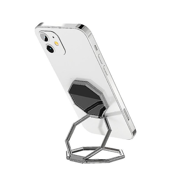 Taitettava matkapuhelimen pidike rengassolki Retractable Desktop Matkapuhelimen pidike Auto magneettinen metalli Matkapuhelimen pidike Round Silver