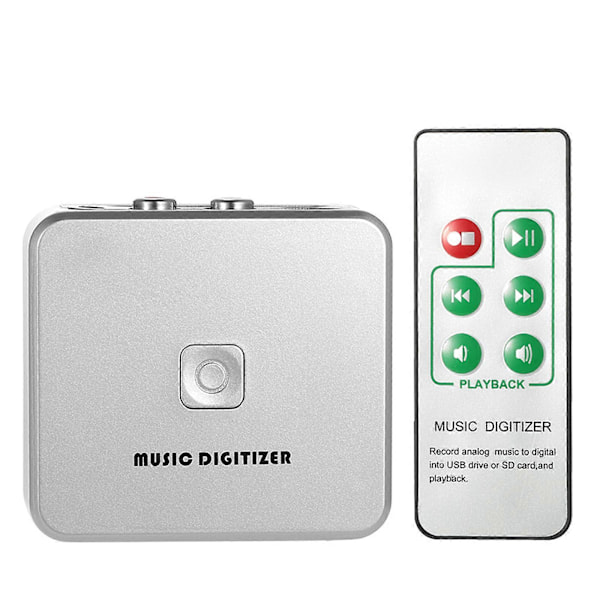 Äänenkaappauslaite Musiikin Digitalisoija 3,5 mm & RCA IN -porteilla Tallentaa SD-kortille USB-levylle MP3-tiedostona Kaukosäätimellä EU-pistoke