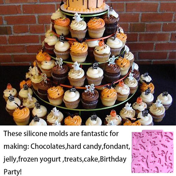 Kakfondantform Halloween Silikonform Cupcake Topper Bageriverktyg