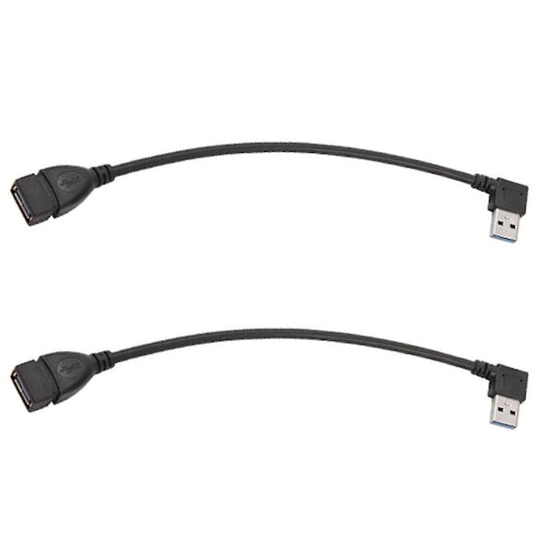 2x USB 3.0 Vinkel 90 Grader Förlängningskabel Hane till Hona Adapterkabel Data Höger