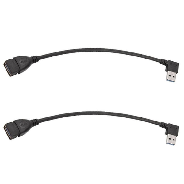 2x USB 3.0 vinkel 90 graders förlängningskabel hane till hona adaptersladd Data höger