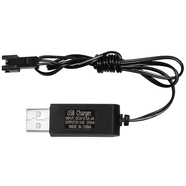 250 mA:n USB-laturi, virtalähde, kaapeli 4,8 V:n NiCd- tai NiMH-akulle, auto, Sm 2p