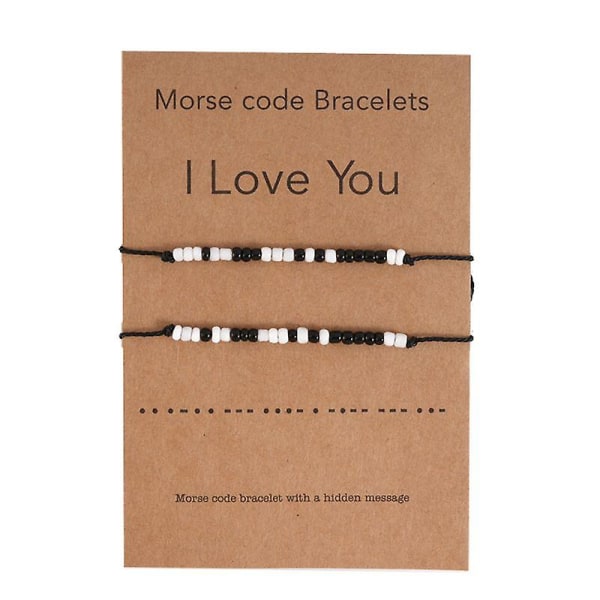 Morse Code Dainty Beaded Armbånd 2 Stk I Love You Venskabsarmbånd Smykker