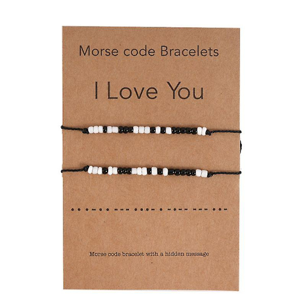 Morse-koodin hieno helmibranletti 2 kpl I Love You -ystävyysrannekkeet Korut