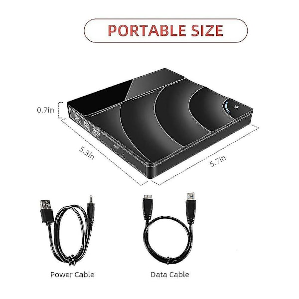 Extern CD/DVD-enhet, USB 3.0 & Typ C-adapter CD DVD RW Re