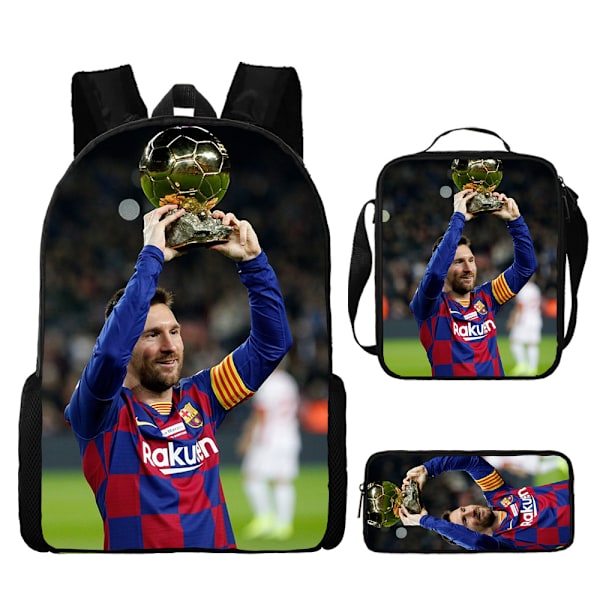 3 kpl/setti jalkapalloilija Lionel Messi reppu opiskelijan koululaukku I satchel