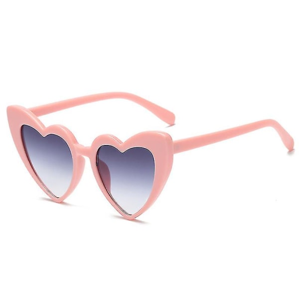 Hjerteformede solbriller Kvinder Brand Designer Mode Vintage Shades Eyewear Retro Spejl Pink Gradient Solbriller Kvinde Pink Gray