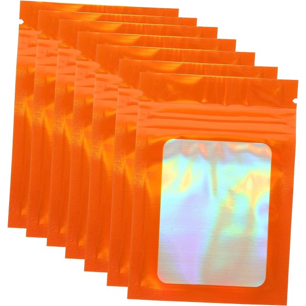 100 stk. Pilleoppbevaringspose Liten posebeholder Klare pakningsposer Plastemballasjeposer Bagg orange