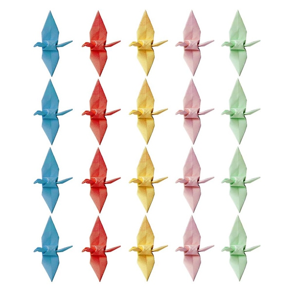 100 stk. Origami-papirfugleguirlande i blandet farver - Japansk DIY-fugl