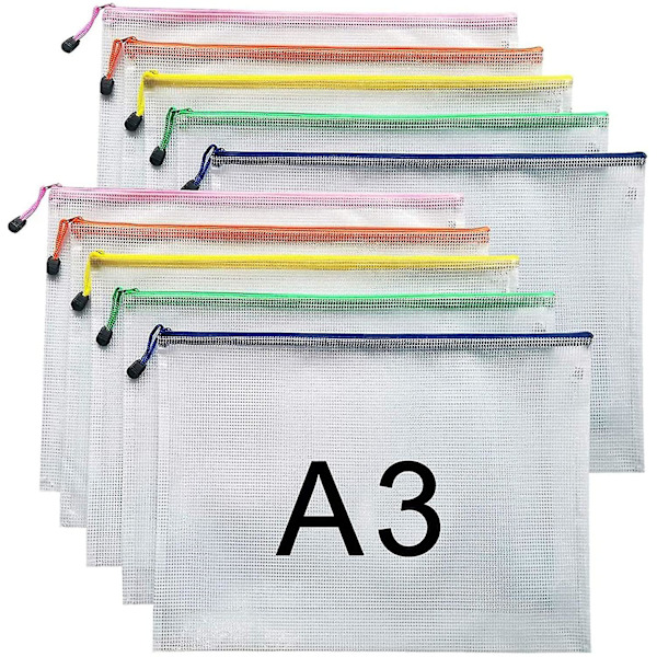 Zk- A3 Dokumentmappe Fil Glidelåsposer Plastlommebok Mappe (a3-10stk)
