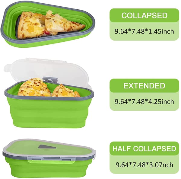 Pizza Slice Förvaringsbehållare med Lock, Expanderbar Pizza Con