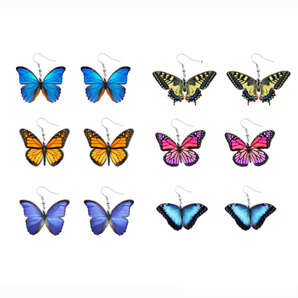 Korvakorut Butterfly Pinkki/sininen/musta Butterfly Oversize monivärinen M122-2