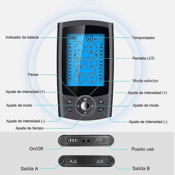 Tens Hjem Digital Meridian Massager Cervical Spine Massager Håndholdt Lavfrekvent Elektronisk Puls Fysioterapi Instrument Black