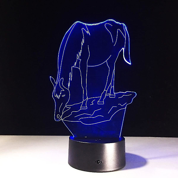 Wekity 3D djur flodhäst nattlampa 7 färger byte LED bordslampa skrivbordslampa akryl platt ABS bas USB laddare heminredning leksak födelsedag jul barn