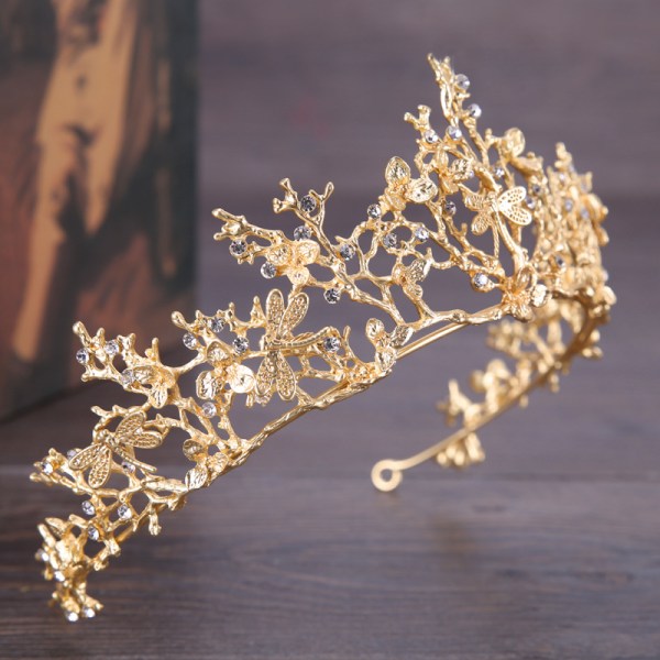 Vintage krone barok guld tiara bryllup brude hår tilbehør Drago