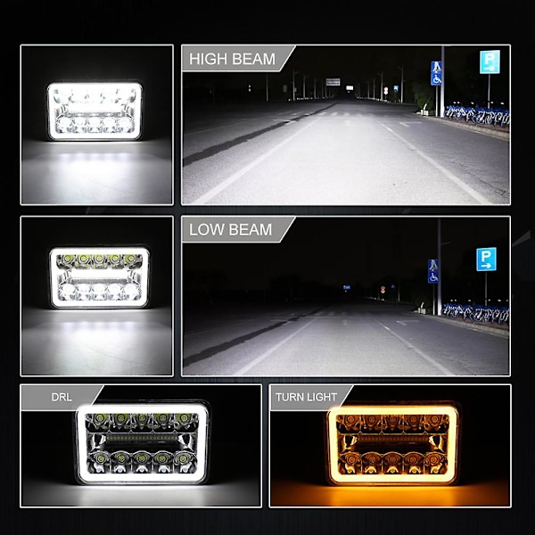 4x6 tommer bil LED forlygter kørelys Hi-lo stråle Drl med Angel-eye ring til Chevy K5 K10 K20/kenworth T800 T400 T600