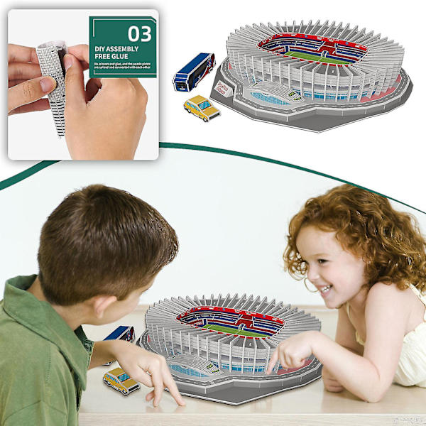 3D-puslesæt Fodboldklub  Steder DIY-modelpuslespil Legetøj Papirbygning Stadion Fodbold Fodbold  Spil Gaver