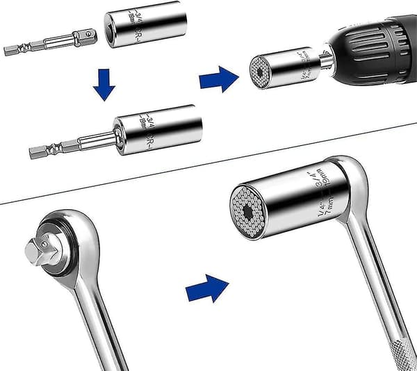 Universal Socket Nøkler, Multifunksjonelt Håndverktøy, Universal Socket, Liten Og Bærbar; (7-19mm)