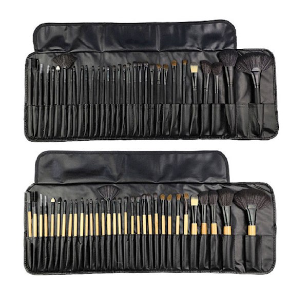 Makeup-borste set 32 olika makeup-borstar, mjukt läderfodral
