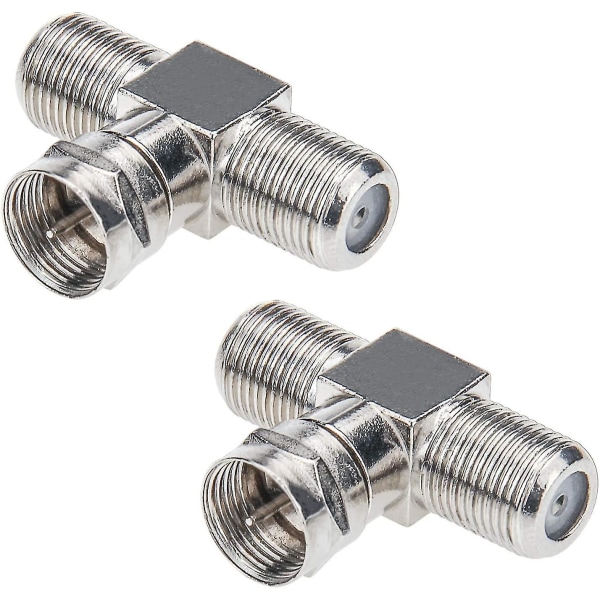 Koaksialkabelsplitter, tv-splitter 2 i 1 ut 2-pakning F Type Rg6 hann til 2 F hunn 3-veis kabelsplitter Koaksial T-kontaktadapter for videospillerantenne