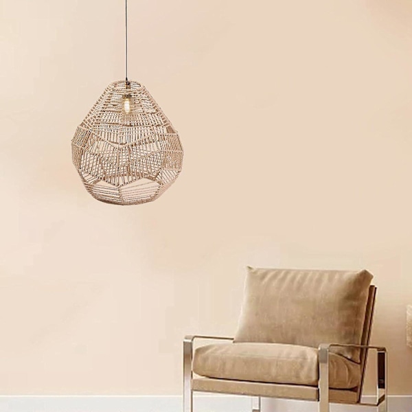 2 stk. Hængende Lampskærm i Viklet Rattan, Loftlampe Skærm
