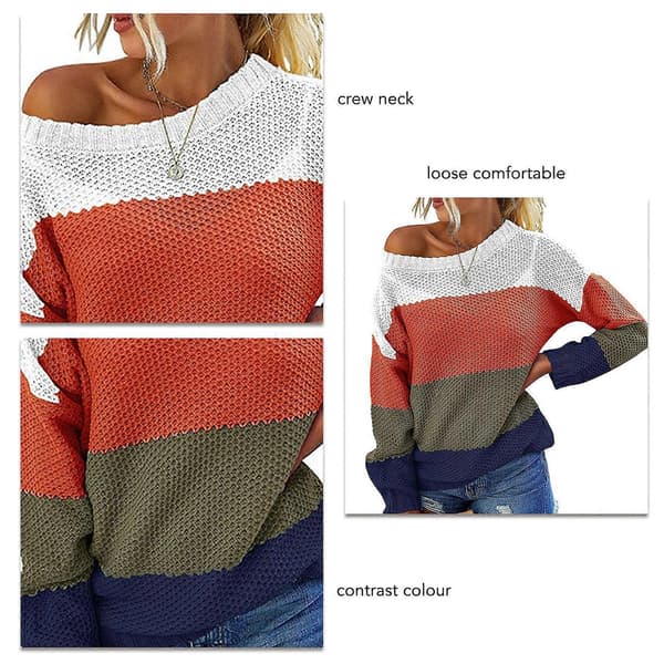 Dame Pullover Sweater Langærmet Off Shoulder Crew Neck Strik til Hjemmekontor