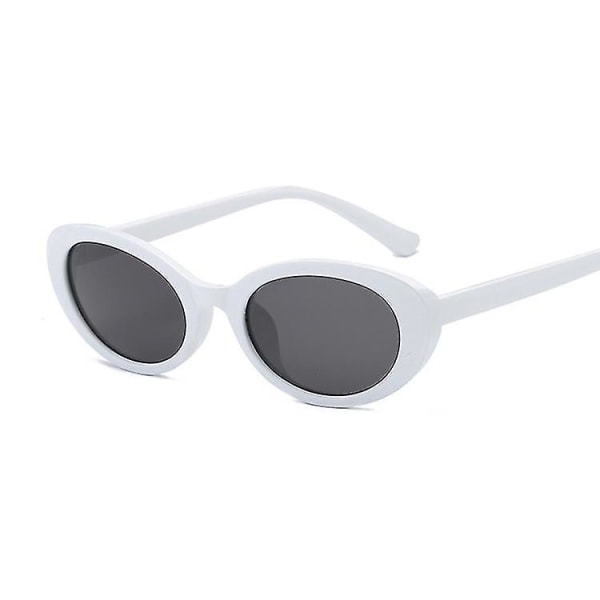 Brand Designer Ovale solbriller Kvinder Vintage 90'er Dame Cat Eye Solbriller Lille stel Solbriller Kvinde Oculos De Sol WhiteGray