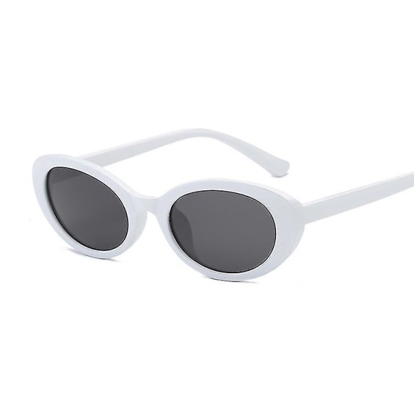 Mærke Designer Ovale Solbriller Kvinder Vintage 90'er Dame Cat Eye Solbriller Lille Stel Solbriller Kvinde Oculos De Sol WhiteGray