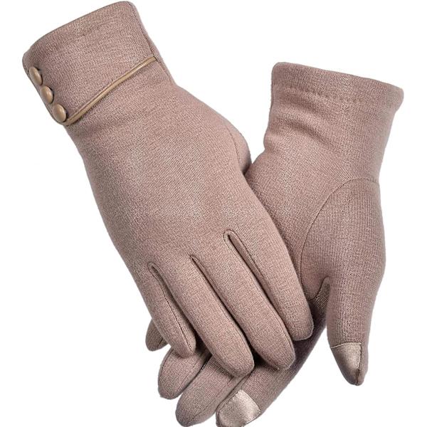 Dam Dam Vinter Varma Handskar Pekskärm Mobiltelefon Vindtät Foder Tjocka Handskar (Khaki) Khaki