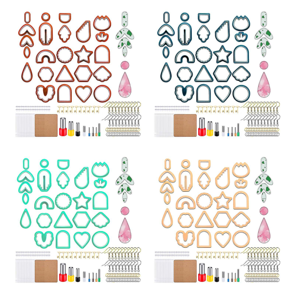 142x Polymer Clay Cutters Set för örhängetillverkning för DIY-hantverk modegåva Blue