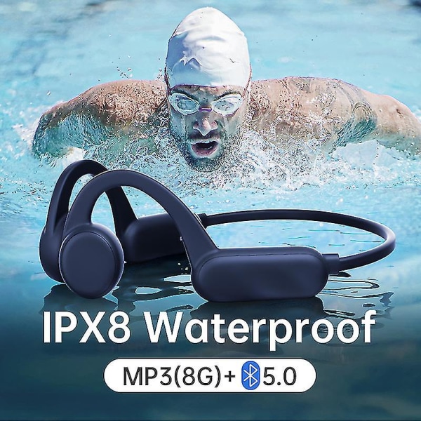 Benledning Bluetooth hörlurar Trådlös simning Ipx8 vattentät hörlur med 8g minne